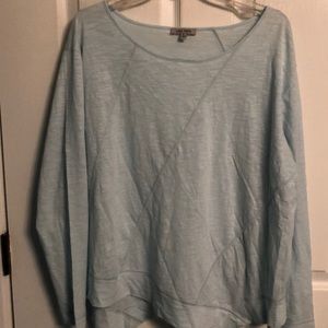 LISA TODD XL BABY BLUE COTTON ASYM HEM L/S SHIRT